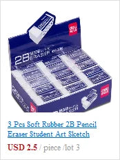 3 Pcs Soft Rubber 2B Pencil Eraser Student Art Sketch Painting Correction Supplies School Exam Writing Eraser Stationery